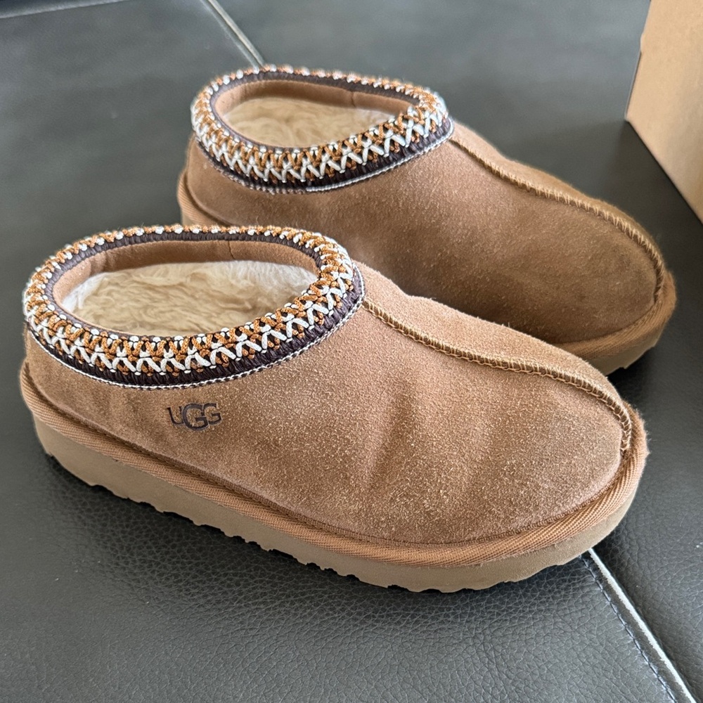 UGG Chestnut Tasman II Suede Shearling Slip-On Clogs